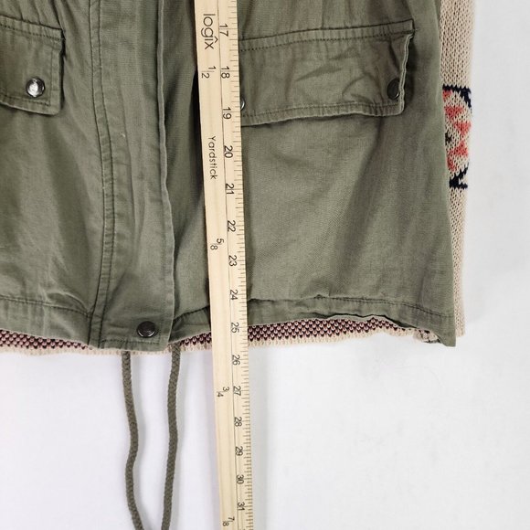 Blue Pepper Vest Womens Medium Green Cinched Southwestern Aztec Cargo Sweater - Picture 8 of 12
